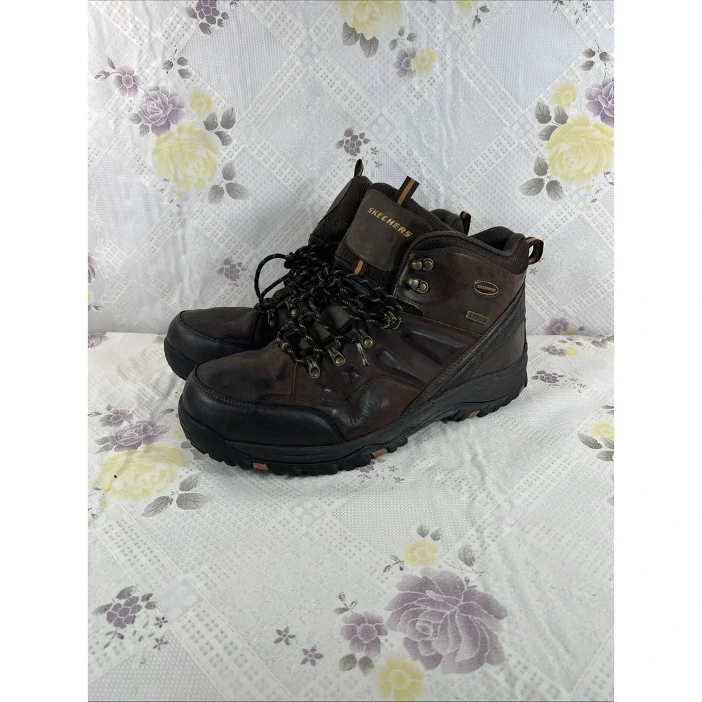 Skechers‎ Relment Traven Waterproof Hiking Boots Brown Leather US 15 Men #65529